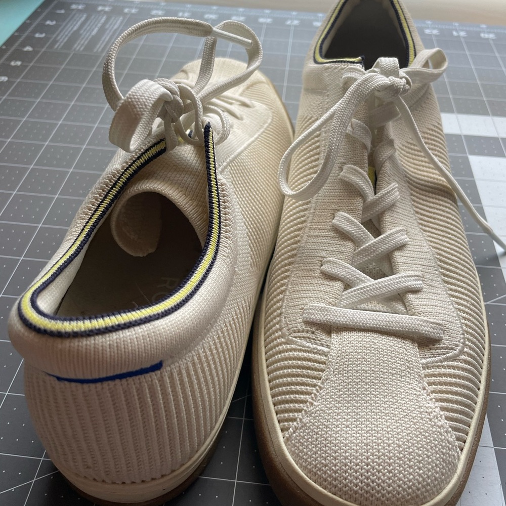 Rothy’s size 11 white sneakers. Excellent used condition. Worn five (?) times.